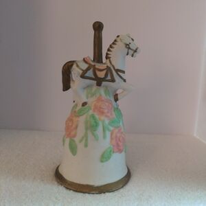 Elegant Ceramic Horse Bell with Floral Accents